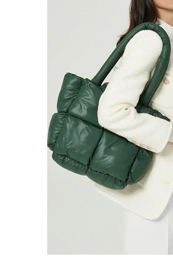 MABULA-Bolso acolchado de plumas para mujer, bolsa de invierno, impermeable, con cremallera, de gran capacidad